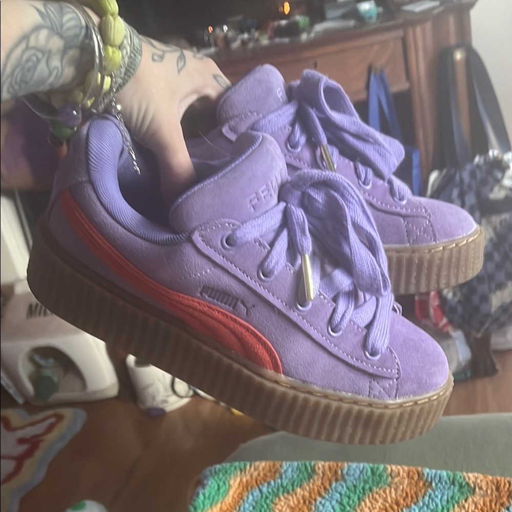 Puma Vibrant Purple and Orange Sneakers